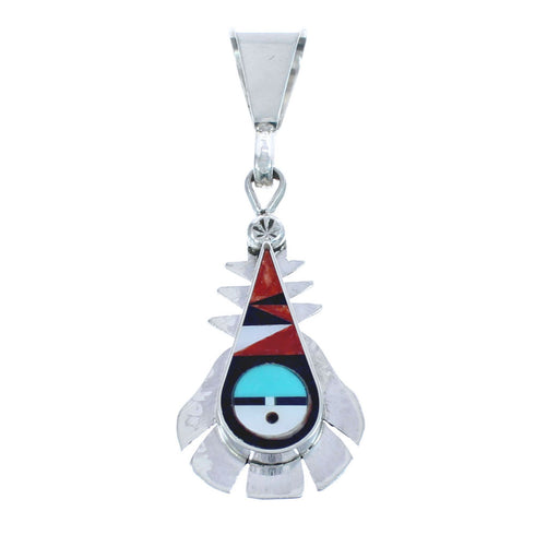 Native American Zuni Multicolor Multistone Sunface Inlay Pendant JX122822